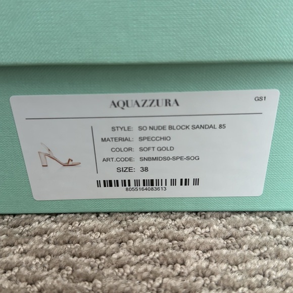 Aquazzura So Nude Block Heel Size 38 Metallic Gold - Picture 5 of 10